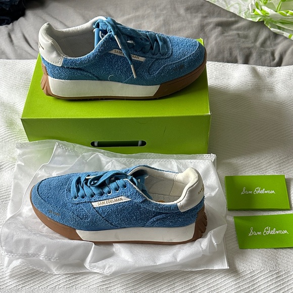 Sam Edelman Layla Blue Suede Sneakers size 8M - Picture 3 of 13